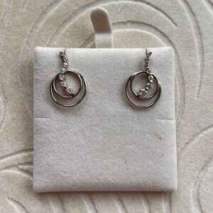 Dazzling Silver Crystal Loop Earrings